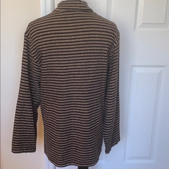 CHICOS DESIGN Striped Jacket Top tan & black - Picture 2 of 8
